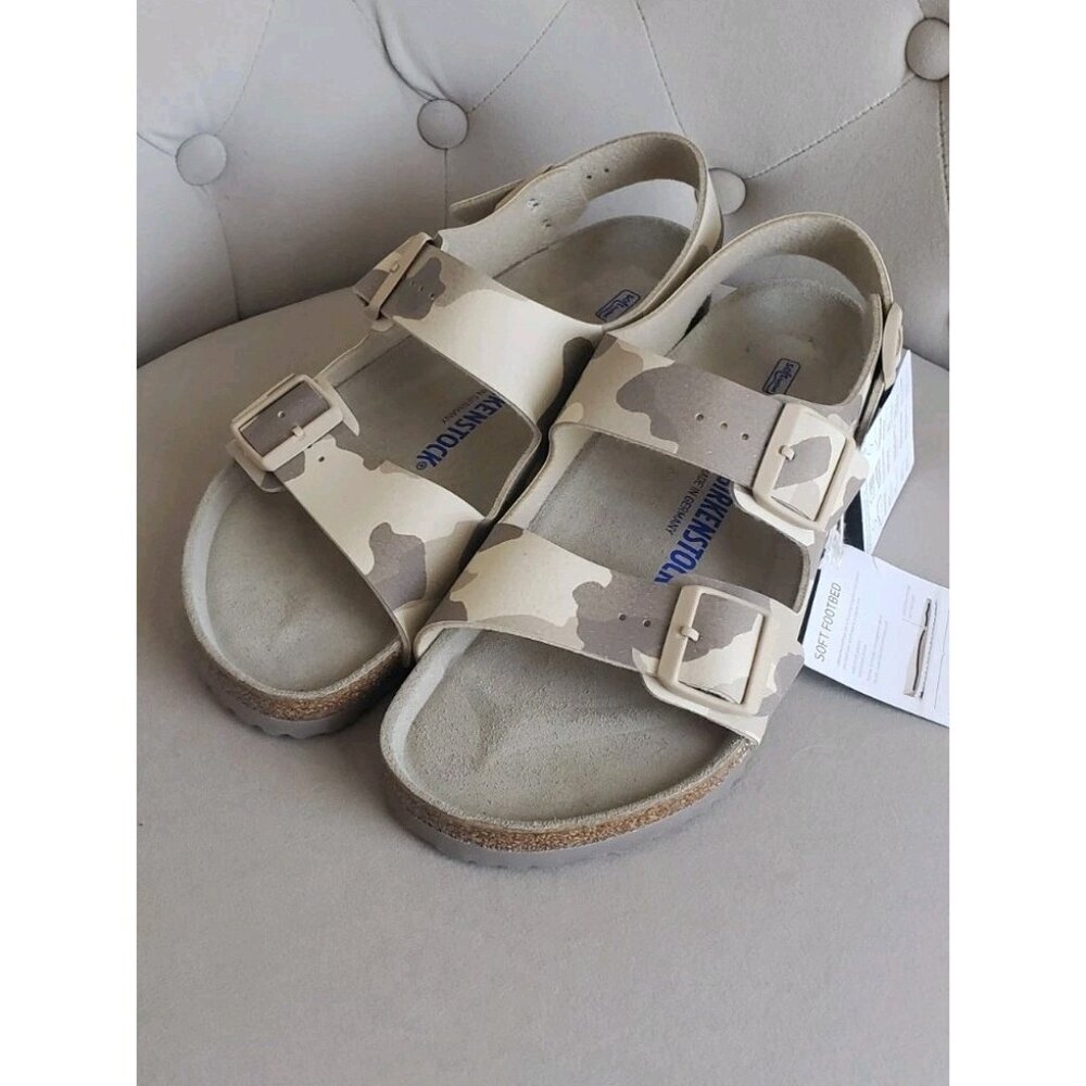 NEW BIRKENSTOCK MILANO SOFT FOOTBED BIRKO-FLOR DESERT SOIL GRAY/TAUPE SZ 9 US - Picture 4 of 11